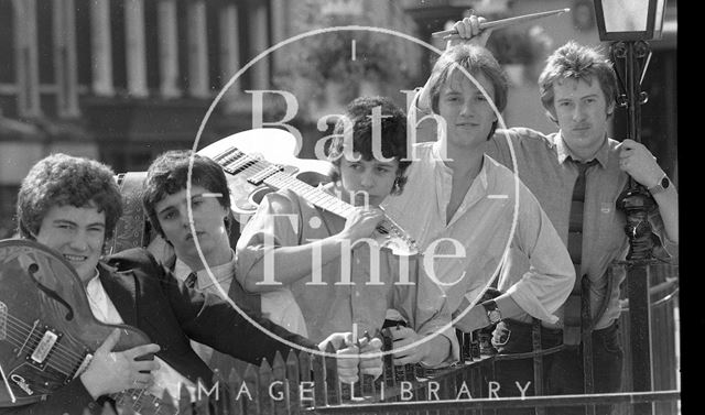 Bath pop group Graduate before a gig at Nero's, George Street, Bath 1979