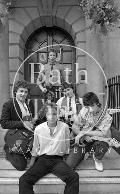 Bath pop group Graduate before a gig at Nero's, George Street, Bath 1979