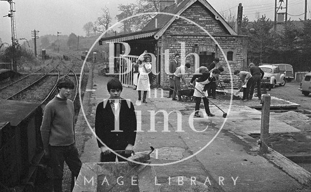 The abandoned Midsomer Norton Station, Somerset after closure c.1967