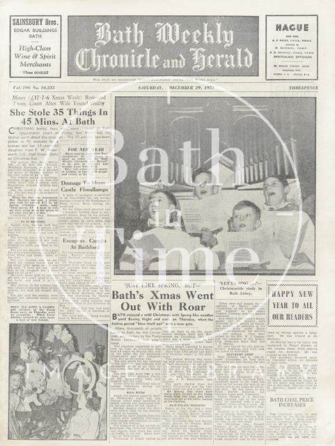 The front page of the Bath Weekly Chronicle 1951