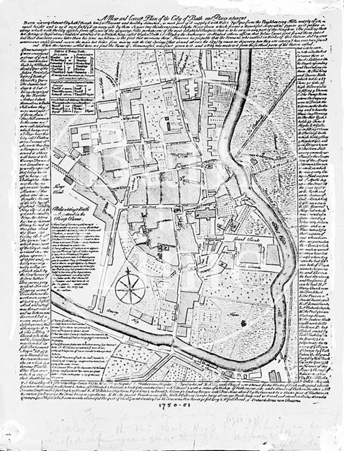 A New and Correct Plan of the City of Bath and Places adjacent (1750) c.1903