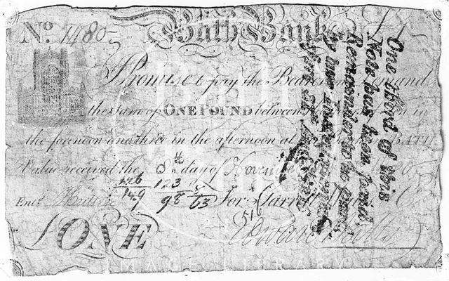 Bath Bank banknote (1818) c.1903