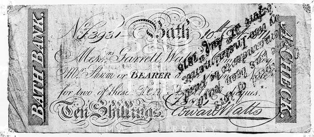 Bath Bank cheque (1814) c.1903