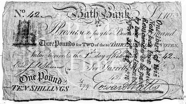 Bath Bank banknote (1815) c.1903