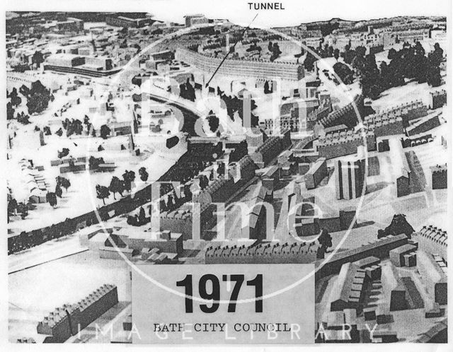 View from the east of the proposed Buchanan Tunnel, Bath 1971 version