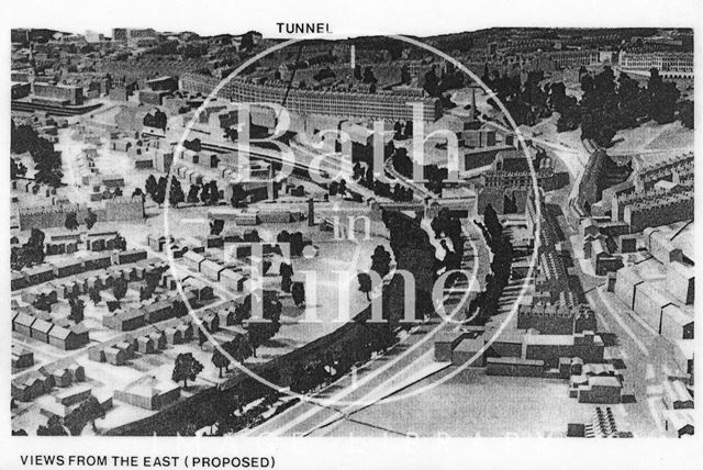 View from the east of the proposed Buchanan Tunnel, Bath 1971 version