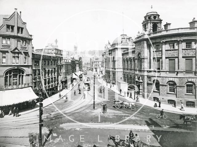 View up Bath High Street from the Abbey c.1915