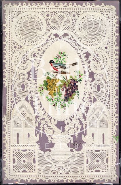 Lilac and lace bird valentine, c.1840s