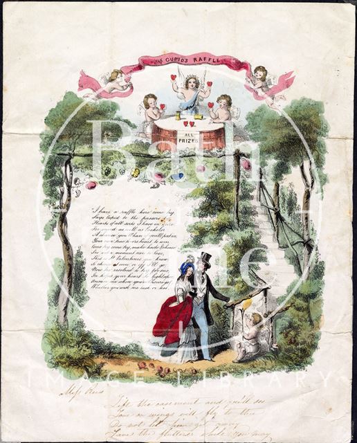 Grotto and cupids valentine, cover, c.1840s