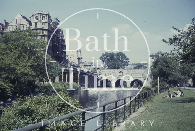 Pulteney Bridge and riverside, Bath 1960s