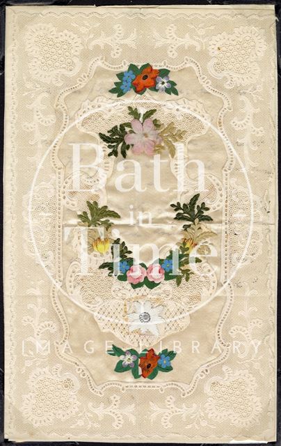 Flowers and silk valentine, 1851