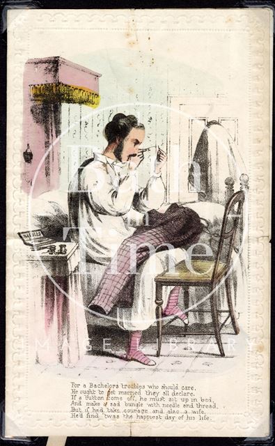 Mechanical sewing valentine, 1858-1859