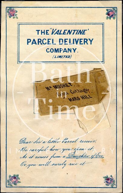 Parcel delivery valentine, 1860s