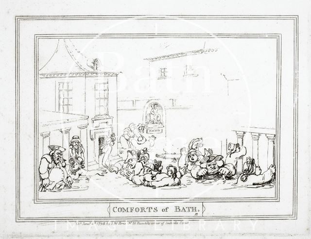 Comforts of Bath, Plate 7. The King's Bath 1798