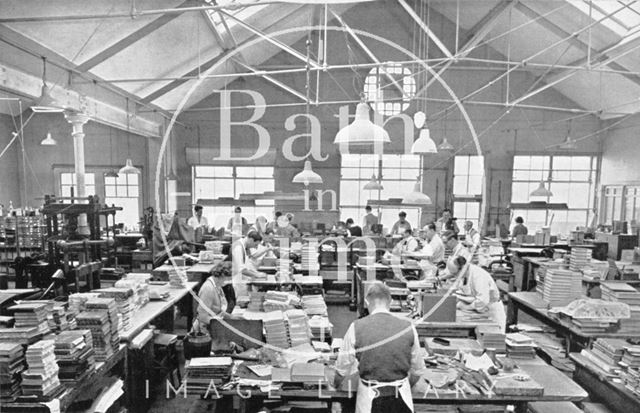 Staff at George Bayntun, bookbinder's shop, Manvers Street, Bath c.1955