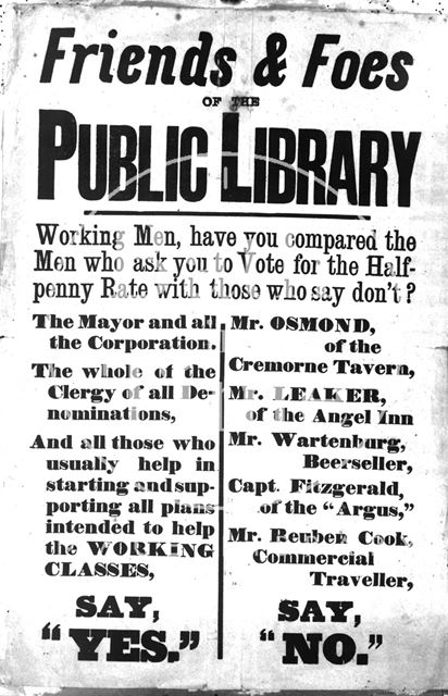 Bath Public Library controversy poster 1880