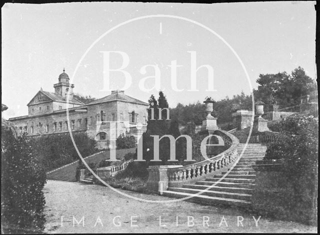 East wing and steps, Prior Park, Bath 1856