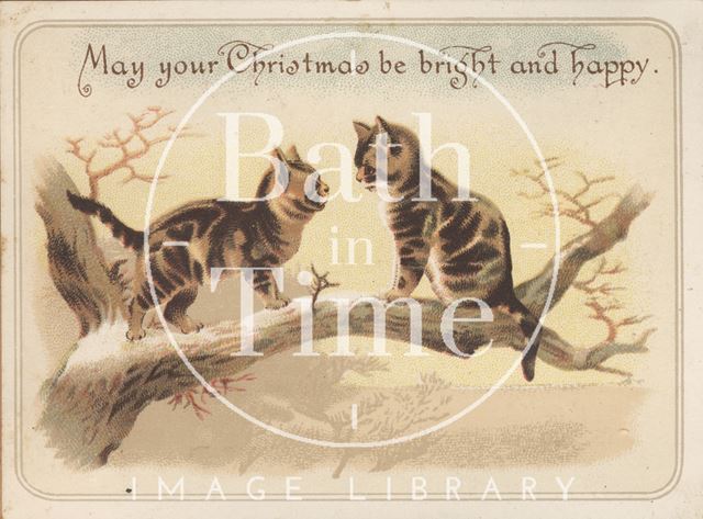 Two cats Christmas card, c.1880