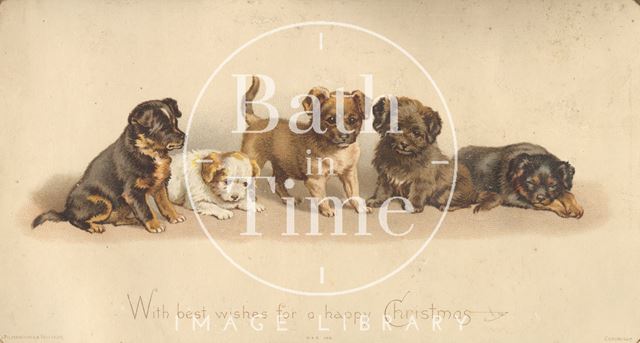 Puppies Christmas card, c.1880