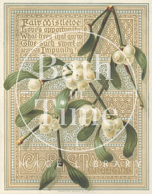 Christmas mistletoe greetings card, c.1880