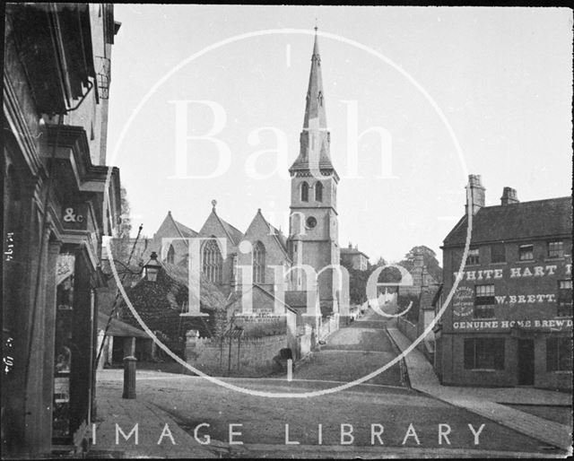 St. Matthew's Church and the White Hart Inn, Widcombe, Bath 1856