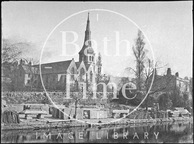 St. Matthew's Church and Somerset Wharf, Widcombe, Bath 1856