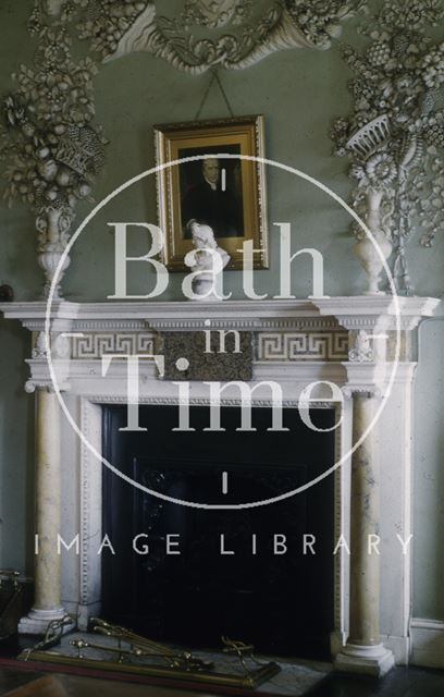 Fireplace and plasterwork, Prior Park, Bath 1956