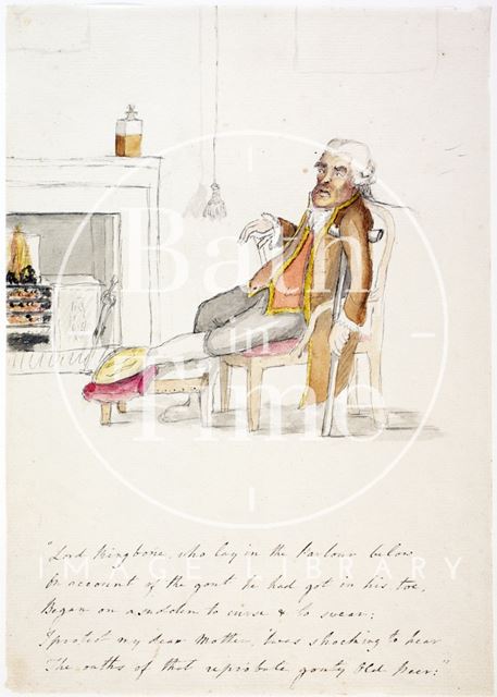 Watercolour sketch for Anstey's Bath Guide No. 7 c.1815