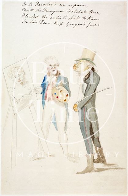 Watercolour sketch for Anstey's Bath Guide No. 17 c.1815