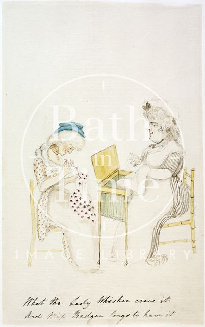 Watercolour sketch for Anstey's Bath Guide No. 18 c.1815