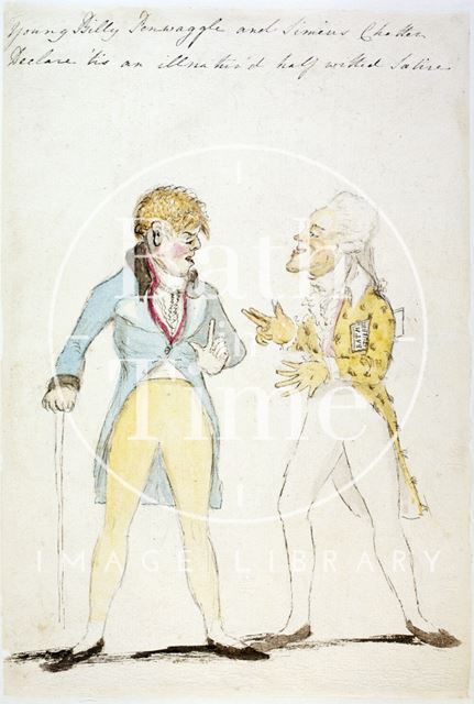 Watercolour sketch for Anstey's Bath Guide No. 38 c.1815