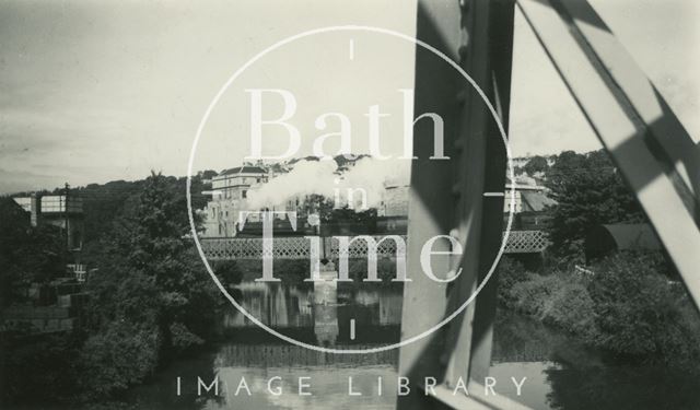 Crossing the bridge on the approach to Green Park Station, Bath c.1964