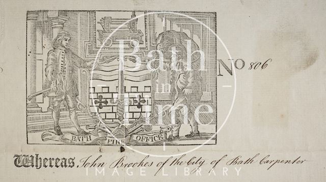 Bath Fire Office Certificate for St. Ann's Court (now St. Ann's Place), Parish of Walcot 1768 - detail