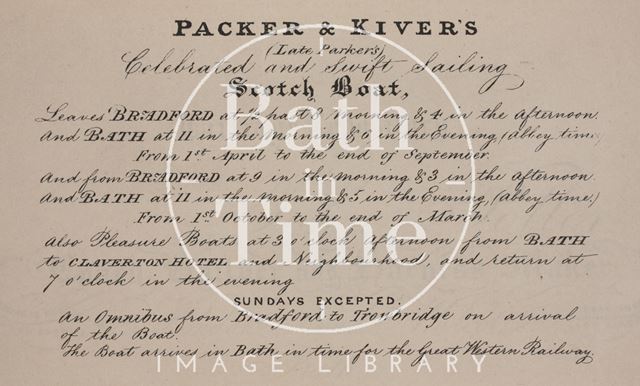 Packer & Kiver, Claverton Hotel, Dundas Aqueduct, Monkton Combe 1841