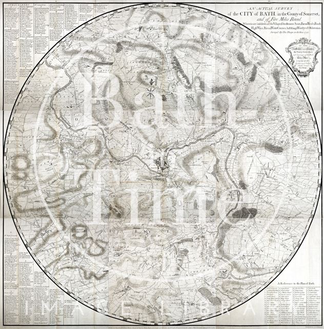 Thos. Thorpe Map of 5 miles round Bath 1742