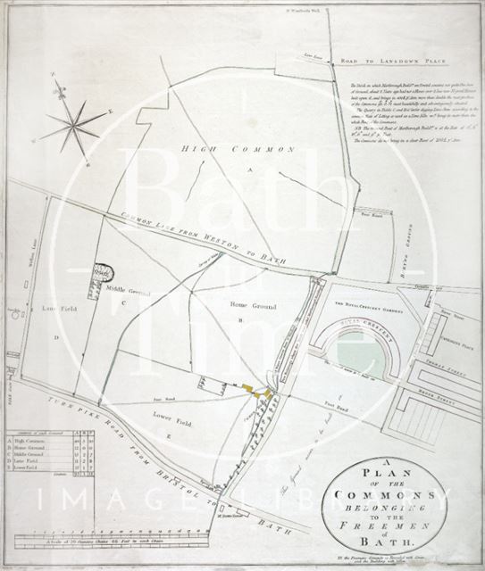 A Plan of the Commons belonging to the Freemen of Bath c.1788