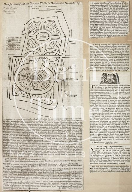 Plan for laying out of the Common Fields in Ornamental Fields, Bath 1829