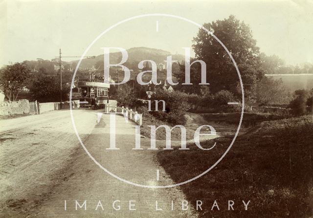 Electric tram No. 5 crossing the bridge, Bathford c.1905