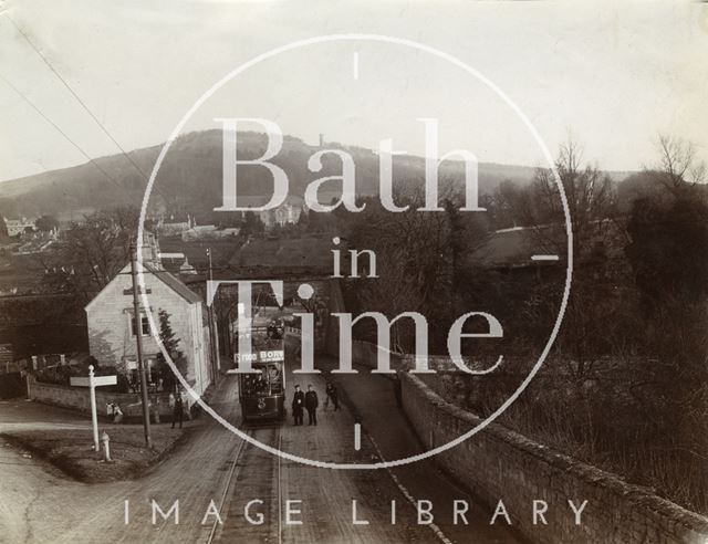 Electric tram No. 27 beside Bridge Farm, Bathford c.1905