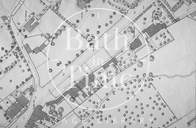 Weston Road showing the Grove, Grove Cottages, Bath 1:500 OS map 1885 - detail