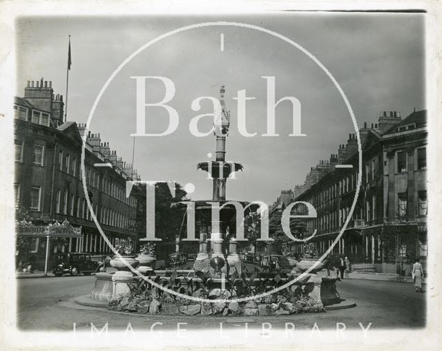 The fountain, Laura Place, Bath 1930s