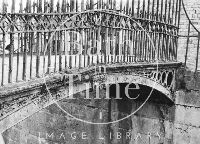 Footbridge details at the tail end of Wash House Lock, Widcombe, Bath 1956