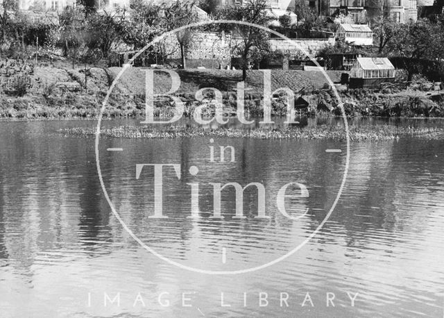 Compensating pool above Abbey View Lock, Bathwick, Bath 1956