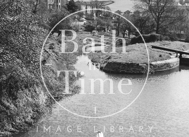 Compensating pool above Second Lock, Widcombe, Bath 1956