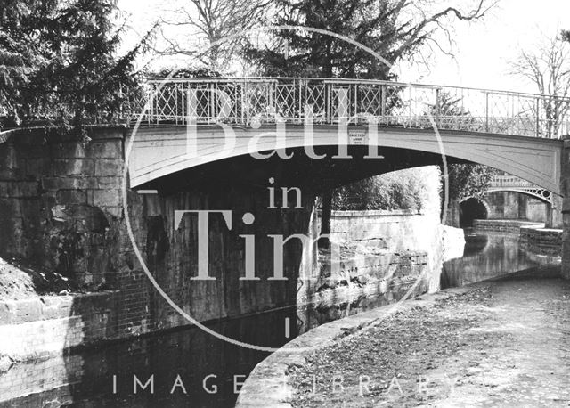 Upstream face of carriage drive bridge, Sydney Gardens, Bathwick, Bath 1956