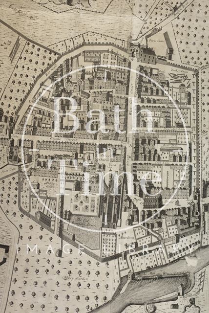 Joseph Gilmore's Map of the City of Bath 1694-1717 - detail