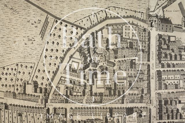 Joseph Gilmore's Map of the City of Bath 1694-1717 - detail