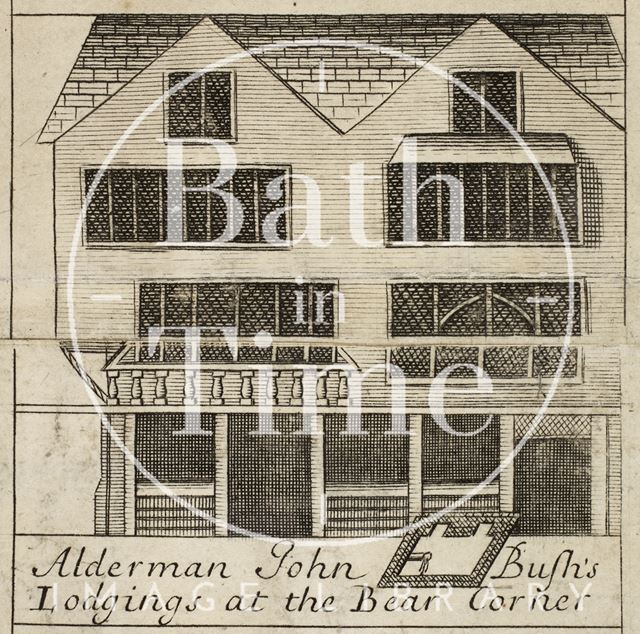 Alderman John Bush's Lodgings at the Bear Corner, Bath. Gilmore 1694-1717 - detail