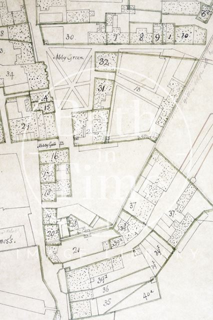 Detail from a copy of a plan of land south of Bath Abbey 1750