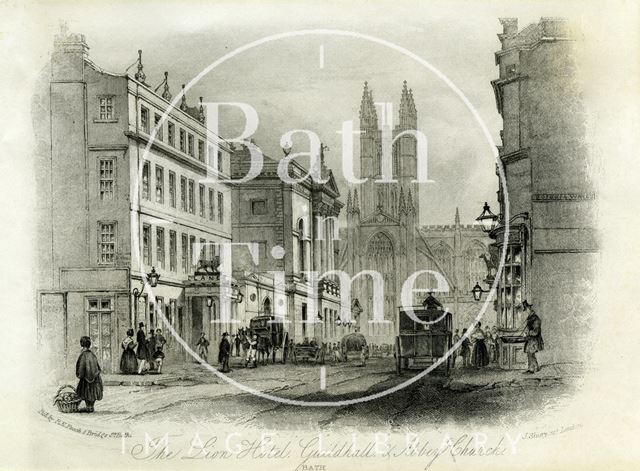 The White Lion Hotel, Guildhall and Abbey Church, Bath c.1886